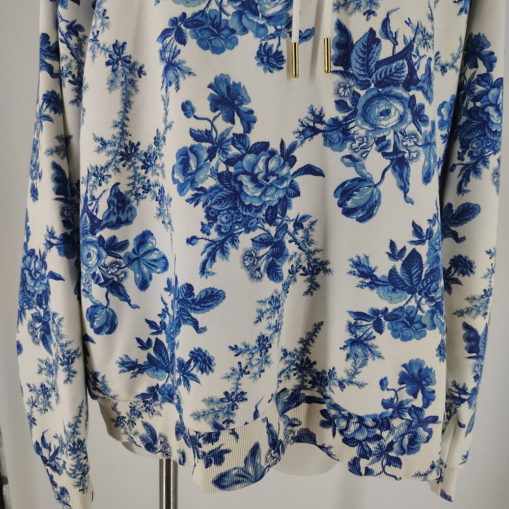 LoveShackFancy x Beach Riot Alicia Floral Hoodie Sweatshirt Blue White Size L - Picture 11 of 16